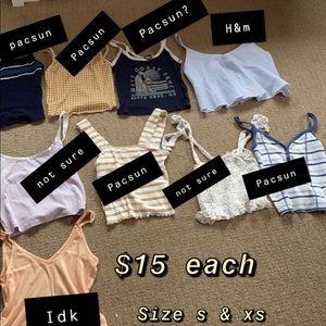 tank tops for $15 each. Prices negotiable.